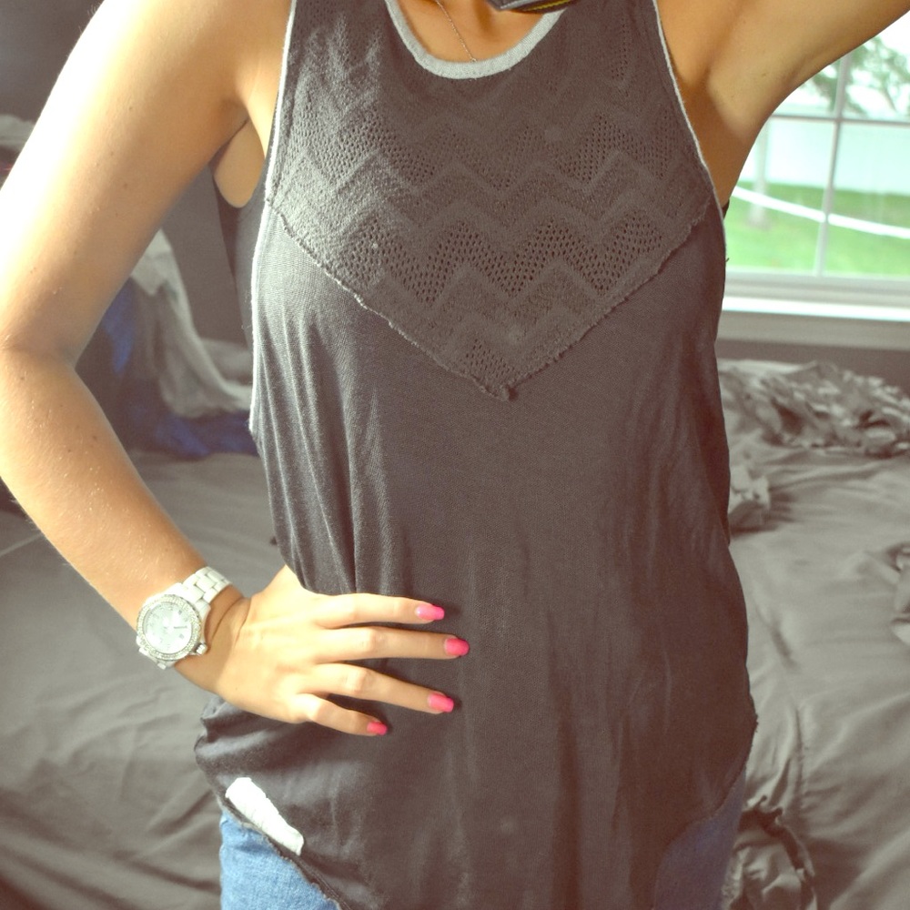 FREE PEOPLE GREY JERSEY TANK